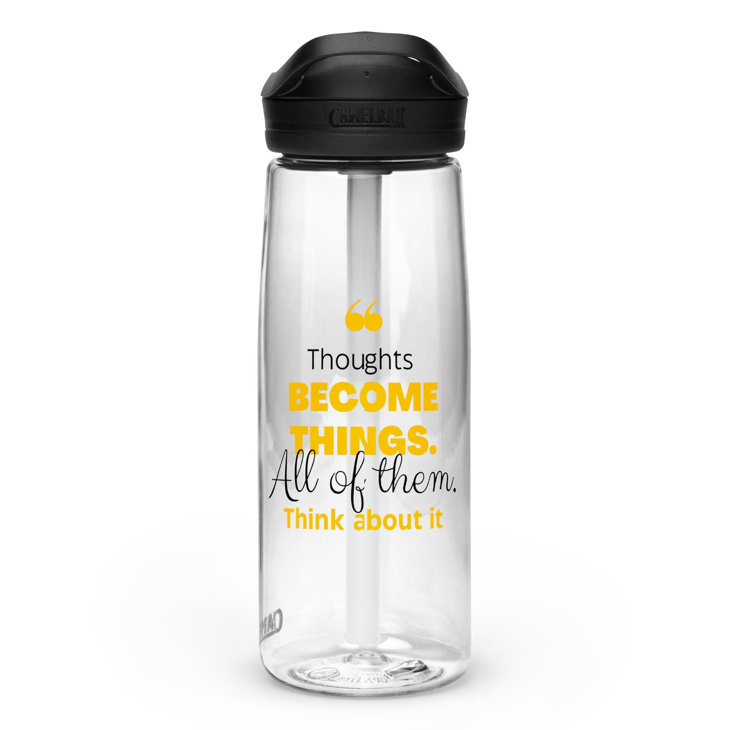 Thoughts Become Things (Yellow) - Sports water bottle